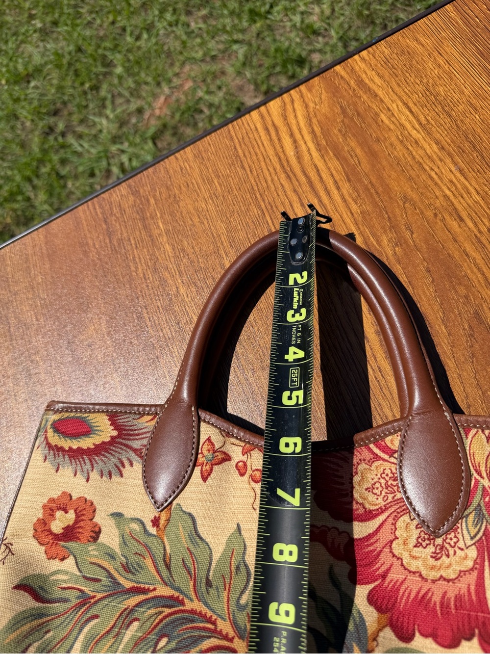 Talbots Floral Tapestry Tote Bag Canvas Leather Trim Boho Cottagecore - Picture 13 of 15